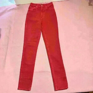 Helmut Lang Red Oxi Zip Stonewash Archive Hi Straight Denim Jeans Made In Italy